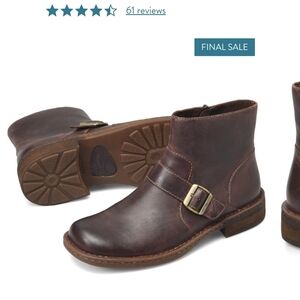 Brown Leather Ankle Boots with Buckle